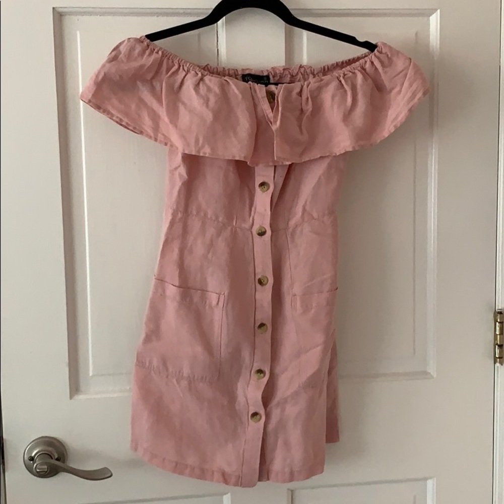 Off the shoulder pink dress